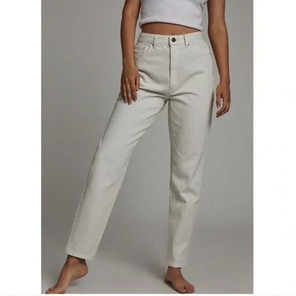 NEW Cotton On Relaxed Tapered‎ Jeans Ivory Sz 36 100% Cotton Women's - Picture 1 of 11